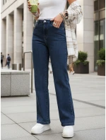 Dámske džínsy s vysokým pásom tmavomodré FashionStreet UY2899