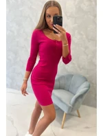 Šaty s výstrihom na gombíky fuchsiové
