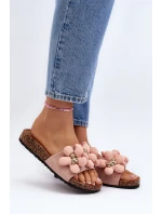 Klapki Damskie Z Ozdobami Różowe Bunlia