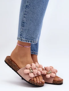 Klapki Damskie Z Ozdobami Różowe Bunlia