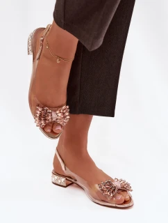 Priehľadné sandále s mašľou D&A MR52-231 rose gold