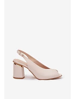 Elegantné dámske sandále na podpätku Zazoo 1085 light beige