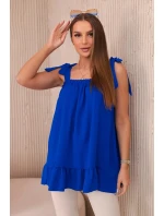 Blúzka s mašľami v chrpovo modrej farbe