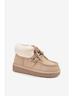 Śniegowce Damskie Z Naturalnego Zamszu D.Franklin DFSH375006 Jasnobeżowe
