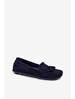 Dámske mokasíny s okrajmi z imitácie semišu Dark Blue Linden