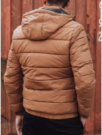Pánska prešívaná zimná bunda s kapucňou FashionStreet camel TX4829