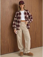 Dámska kockovaná košeľa oversize v bordovej farbe FashionStreet TY6047