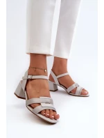 Sandały Damskie Na Obcasie Z Eko Skóry Sergio Leone SK894 Szare