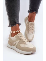Sneakersy Damskie Z Eko Skóry Beżowe Vinelli