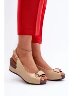 Damskie Lekkie Sandały Na Koturnie Comfort Shoes Beżowe Efravia