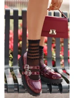 Dámske lakované topánky S Strappy Burgundy Terione Semi