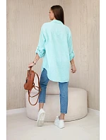Bavlnená mušelínová košeľa Art208 tyrkysová - Kesi