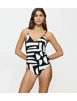 Jednodielne plavky Summer Allure OP 01 čierno-biele – TRIUMPH