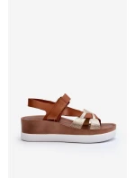 Zazoo 40397 Damskie Skórzane Sandały Na Platformie Brązowe