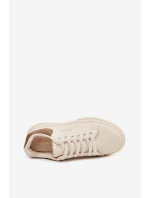 Sneakersy Damskie Na Platformie Big Star SS274246 Jasnobeżowe