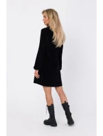 M767 Šaty s výstrihom do V - čierne