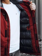 Pánska zimná bunda s kapucňou bordová FashionStreet TX4275 Pánska zimná bunda s kapucňou bordová FashionStreet TX4275