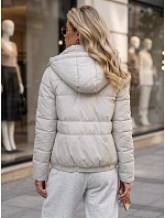 Dámska prešívaná bunda s kapucňou, svetlošedá, FashionStreet TY5860 Dámska prešívaná bunda s kapucňou, svetlošedá, FashionStreet TY5860