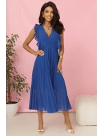 315-8 EMILY plisované šaty s volánmi a výstrihom - farba CHABRIEL