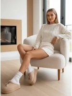 Dámske zateplené žabky light beige FashionStreet ZY1300 Dámske zateplené žabky light beige FashionStreet ZY1300