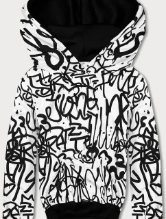 Pánska biela mikina s graffiti (8B1151-1)
