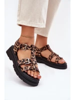 Sandały Damskie Eko Skórzane Z Klamrami Panterka Jeneliena