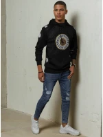 Pánska mikina s kapucňou a potlačou čierna FashionStreet BX5569 Pánska mikina s kapucňou a potlačou čierna FashionStreet BX5569