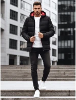 Pánska prešívaná zimná bunda s kapucňou čierna FashionStreet TX4894 Pánska prešívaná zimná bunda s kapucňou čierna FashionStreet TX4894