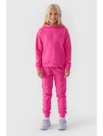 Dziewczęca Nierozpinana Bluza Z Kapturem Gładka Fuksja 4F 4FJWMM00TSWSF1316-55S
