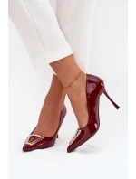 Lakierowane Szpilki Ze Złotym Detalem Bordowe Paivelle