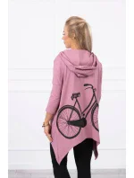 Mikina s potlačou kolesa tmavo ružová