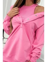 Set 3 v 1 mikina, top a krátke legíny ružový