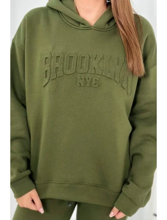 Izolovaná bavlnená súprava, mikina + nohavicami Brooklyn khaki