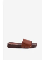 Dámské pantofle s přezkami na nízkém podpatku Camel Brinalle