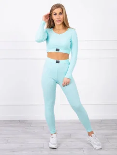 Pruhovaný top set 9353 mint - Kesi