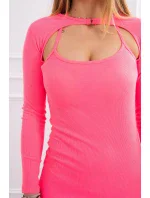 Pruhované vypasované šaty ružové neónové