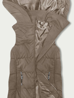 Dámska béžová vesta s kapucňou (B8176-12)