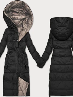 Obojstranná zimná bunda Minority čierno-béžová s prúžkom (M2-6519-1+62)