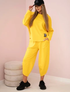 Bavlnená mikina, nohavice, súprava tmavo žltá