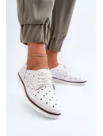 Skórzane Półbuty Damskie Białe S.Barski LR182