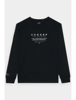 Koszulka Z Długim Rękawem Dla Chłopca Z Nadrukiem Regular 4F 4FJWAW24TLONM294-20S Czarna