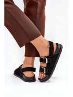 Sandały Damskie Z Klamrami Czarne Seladith