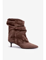 Členkové topánky typu Slouchy na podpätku, farba khaki, značka Farren Členkové topánky typu Slouchy na podpätku, farba khaki, značka Farren
