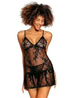 Dámsky komplet košieľka + tangá Anastazja Čierna - DKaren