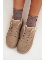 Dámska zateplená športová obuv na platforme SS274105 Beige - Big Star Dámska zateplená športová obuv na platforme SS274105 Beige - Big Star