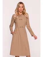 Dámske šaty s mašľami S413 béžová - Stylove