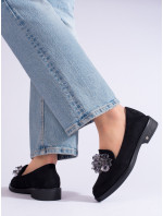 Jedinečné dámske čierne topánky na podpätku bez podpätku