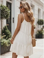 Letné dámske bavlnené vzdušné šaty v farbe ecru FashionStreet EY2678 Letné dámske bavlnené vzdušné šaty v farbe ecru FashionStreet EY2678