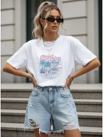 Dámske tričko oversize s letným potlačou, biele, FashionStreet NX9005RY Dámske tričko oversize s letným potlačou, biele, FashionStreet NX9005RY