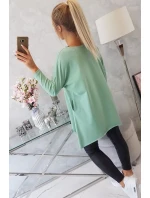 Oversize blúzka s potlačou dúhových pier tmavo mätová Oversize blúzka s potlačou dúhových pier tmavo mätová